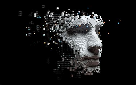 Abstract Digital Human Face Artificial Intelligence Concept Of Big