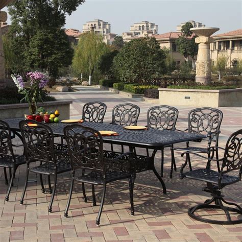 Darlee Florence 10 Person Cast Aluminum Patio Dining Set With Extension