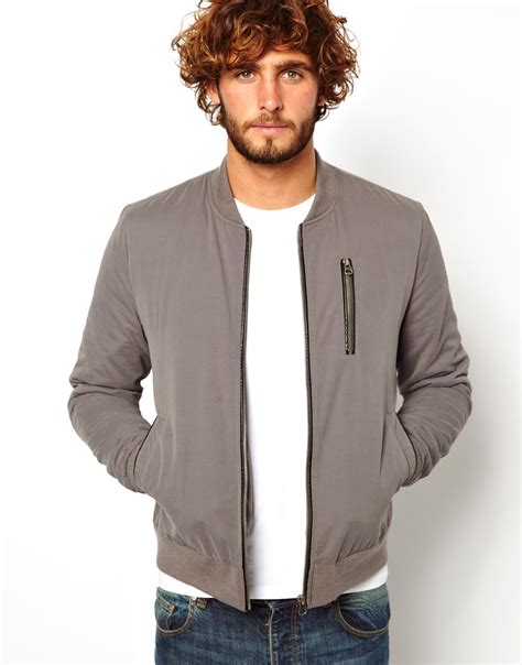 Asos Bomber Jacket In Gray For Men Grey Lyst