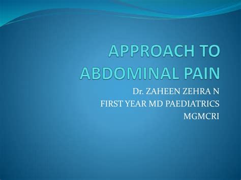 Approach To Abdominal Pain Ppt