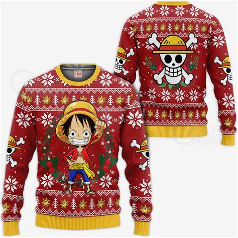 Luffy Ugly Christmas Sweater One Piece Anime Xmas Shirt Robinplacefabrics