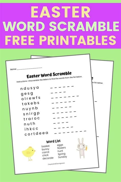 Easter Word Scramble Easter Activities For Kids Easter
