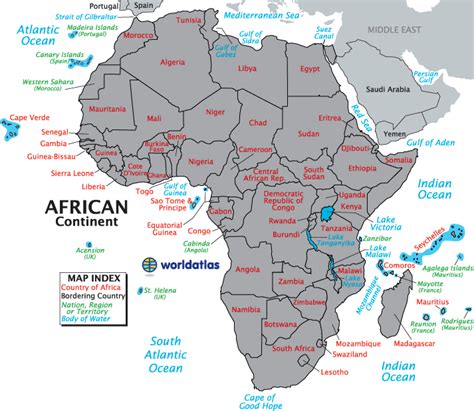 Coloured political map of africa with international borders. Africa Contenent Map
