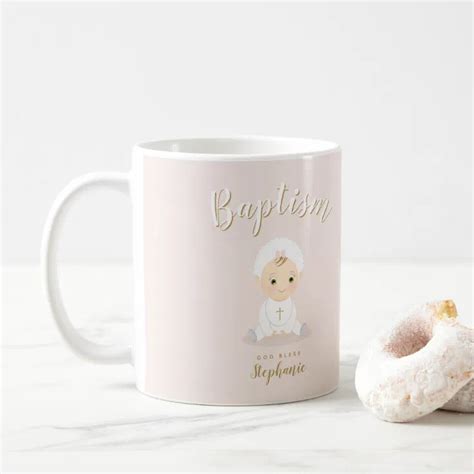 Baptism Baby Girl With Bonnet Coffee Mug Zazzle