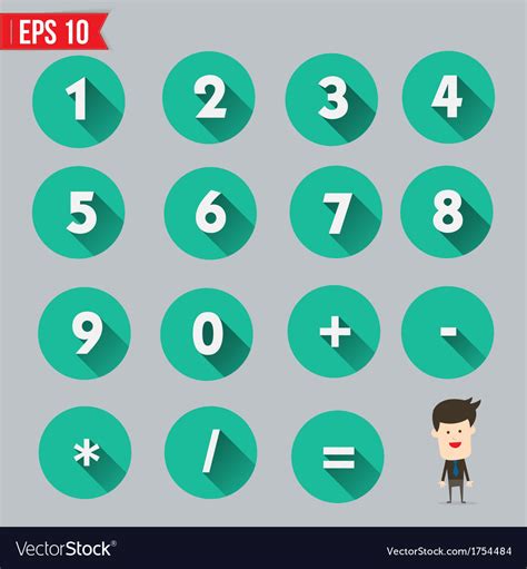 Numbers And Mathematical Symbols Flat And Long Vector Image