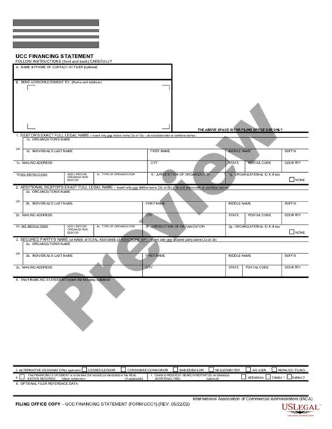 Ucc1 National Financial Statement Ucc1 Us Legal Forms