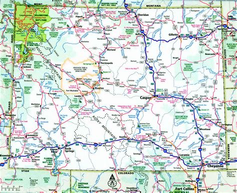 Wyoming interstate highways map I-25 I-80 I-90 road state county free