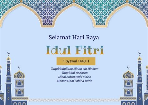 Selamat Hari Raya Idul Fitri Poscard Template Postermywall