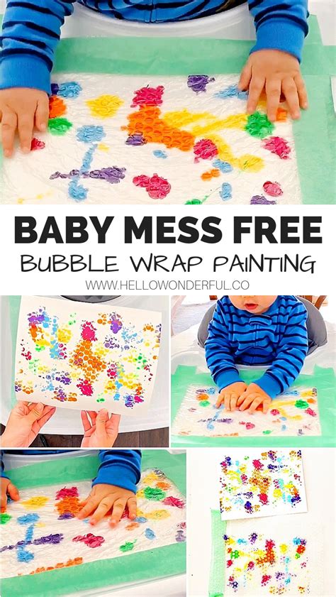 Baby Mess Free Bubble Wrap Painting Toddler Art Projects Baby