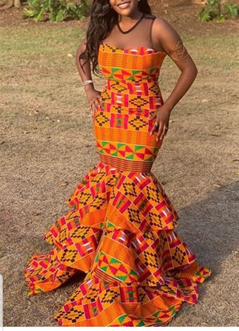 African Kente Prom Dress Mermaid Dress Floor Length Wedding Etsy