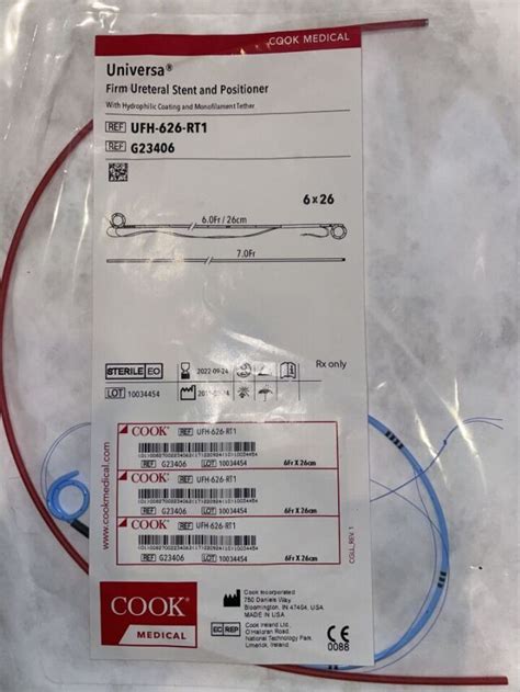 New Cook Medical G23406 Universa Firm Ureteral Stent 6f X 26cm Surgical
