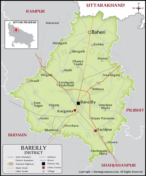 Bareilly District Map District Map Of Bareilly Uttar Pradesh India