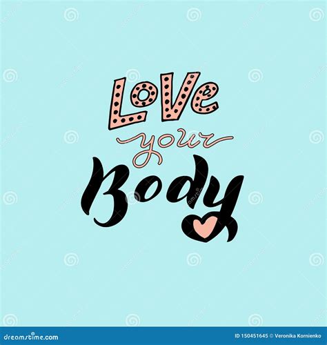 Love Your Body Phrase Modern Feminist Slogan Stock Vector