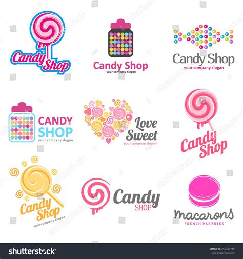 Vector Set Of Logos For Sweets Candy Shop Boutique Store Diseño De