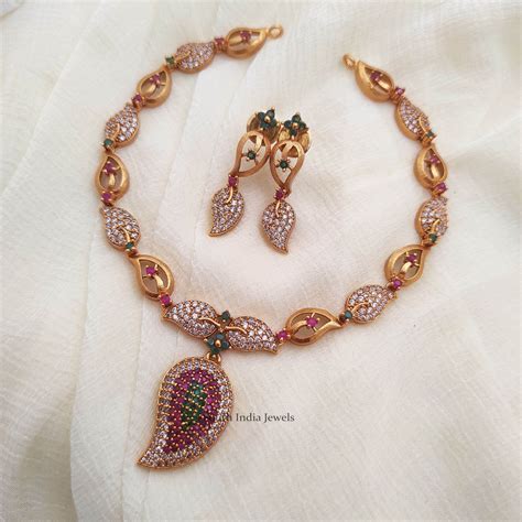 Simple Mango Design Necklace South India Jewels
