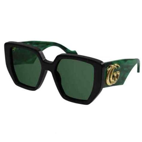gucci sunglasses gg0956s 001 black gold green lens square woman large 889652341026 ebay