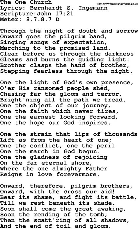 Good Old Hymns The One Church Lyrics Sheetmusic Midi Mp Audio And PDF