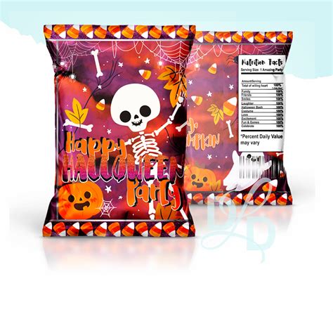 Halloween Chip Bag Halloween Party Printables Halloween Gift | Etsy