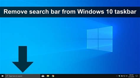 How To Remove The Search Bar From The Taskbar In Windows 10 Youtube