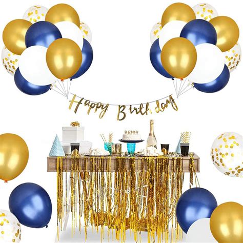 Mioparty™ Navy Blue And Gold Confetti Balloons 12 Inch Party Balloons