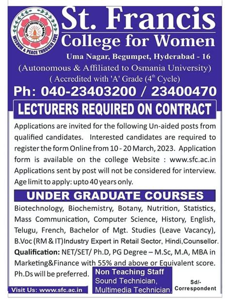 Welcome To St Francis College For Women Begumpet Hyderabad