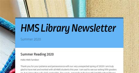 Hms Library Newsletter Smore Newsletters For Education