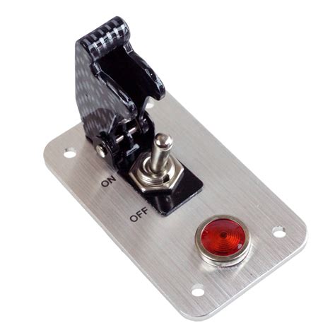 1 Row Safety Cover Toggle Switch With Red Indicator Light Aluminum