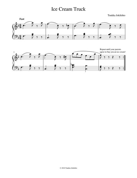 I tried to make it just like the one in his song ice cream truck. Ice Cream Truck Sheet music for Piano | Download free in ...