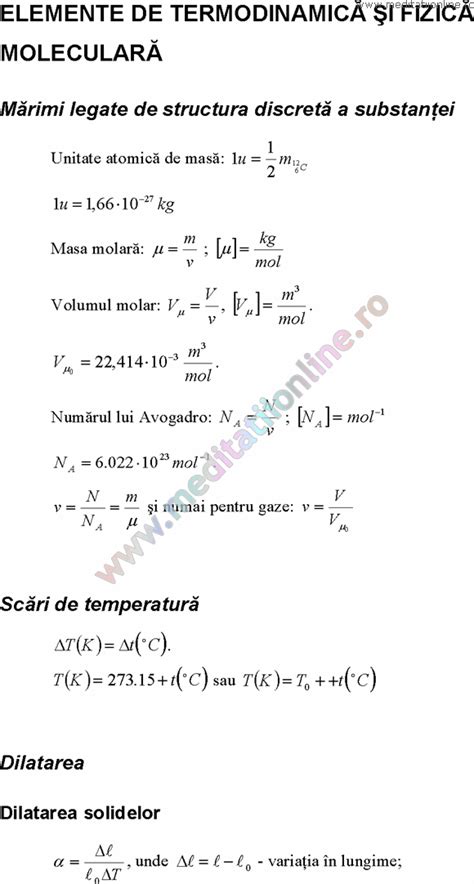 Fizica Formule Teorie Probleme Gimnaziu Clasa 6 7 8 Liceu Termodinamica