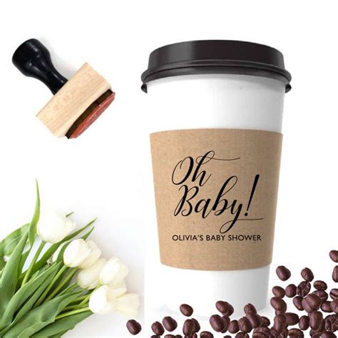 Personalized Coffee Sleeve Oh Baby Shower Decor Coffee Favor Stamp