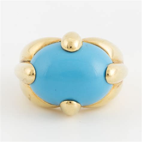 An 18k Gold Cabochon Cut Turquoise Ring Bukowskis