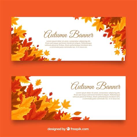 Free Vector Elegant Autumnal Banners With Leaves