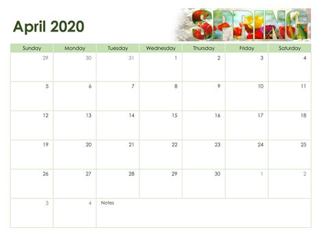 printable april  calendar   holidays sheet set