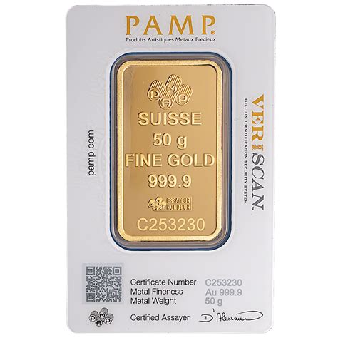 50 Gram Pamp Swiss Gold Bullion Bar Bullionstar Singapore