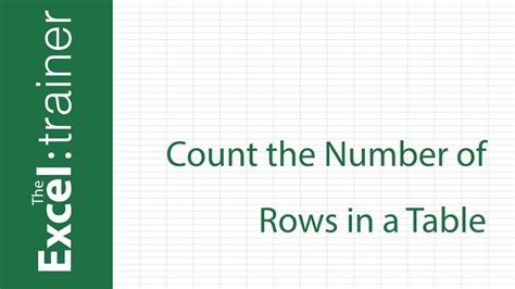 Excel How To Count The Number Of Rows In A Table Youtube