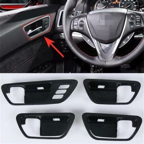 Pcs Carbon Fiber Inner Door Handle Bowl Cover Trim Fit For Acura Tlx