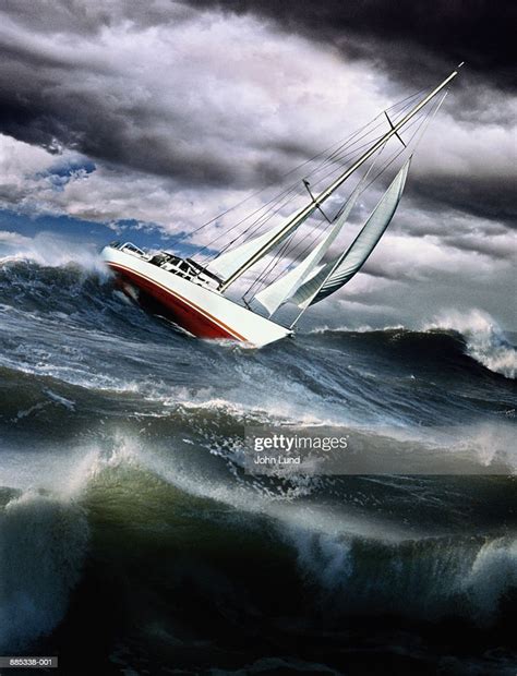 Sailingboat On Stormy Sea High Res Stock Photo Getty Images