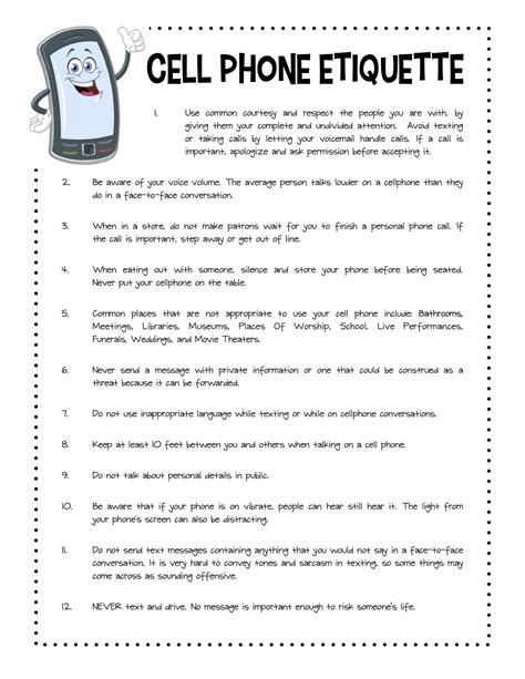 Cell Phone Etiquette Worksheet Packet Made By Teachers