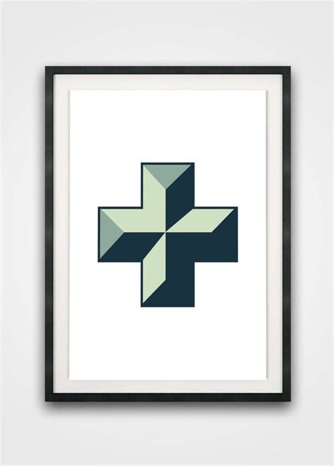 Low Poly Cross Art Minimalist Cross Print Plus Sign Wall