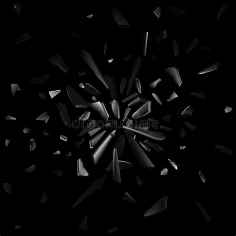 Broken Shatter Glass Isolated On Black Background Abstract Explosion