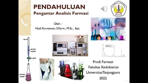 1 MATRIKULASI PSF Pendahuluan Kuliah Pengantar Analisis Farmasi