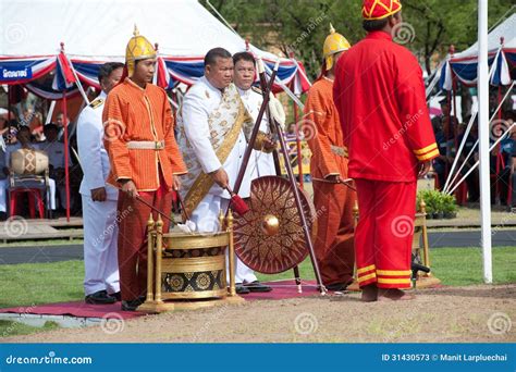 Musician Hitting Gong In Royal Plowing Ceremony Editorial Stock Photo