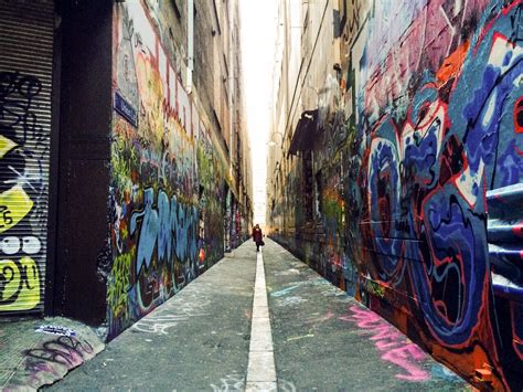 Graffiti Lined Alleyway Melbourne City Center April 2015 Melbourne