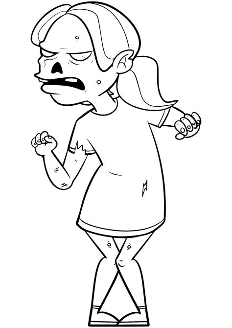 Evil Zombie Girl Coloring Page Colouringpages