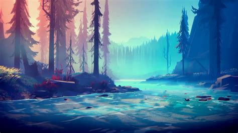 Among Trees Video Game Art Forest Trees River Mist Landscape Nature