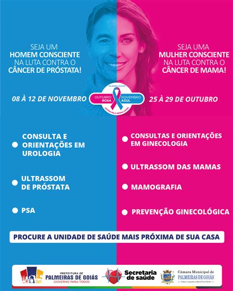 Campanhas Outubro Rosa E Novembro Azul Prefeitura Municipal De Palmeiras