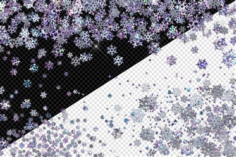 Holographic Snowflake Glitter Overlays By Digital Curio Thehungryjpeg