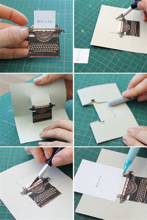 Constructing a 3d pop up card… the basic idea here is that you will create two cards, one slightly smaller than the other. Pop Goes the DIY Pop-Up Name Card | Brit + Co
