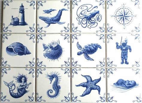 The Nautical Kit Oz Blue Nautical Delft Design Kiln Fired Ceramic Tiles