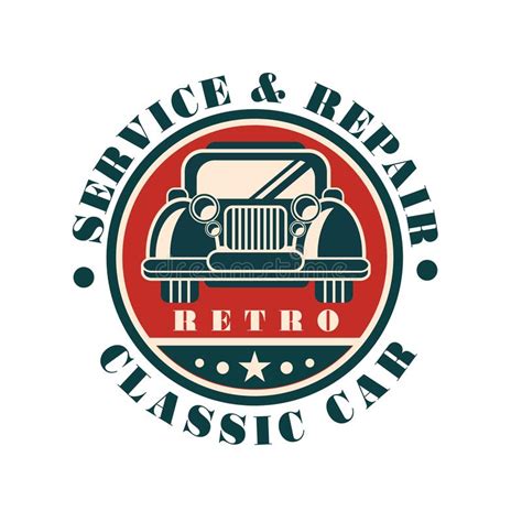 Car Repair Vintage Style Labels Set Auto Service Logo Badge Vector